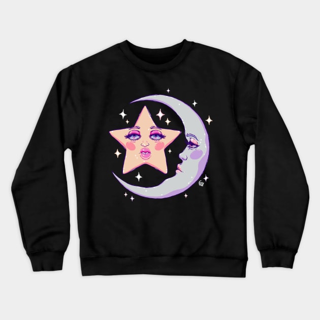 Miss Moon and Stars Crewneck Sweatshirt by DajonAcevedo